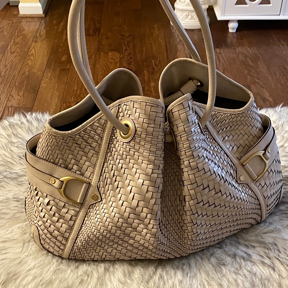 COLE HAAN Genevieve woven Denny satchel/tote bag - Picture 2 of 16